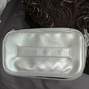 silver makeup bag